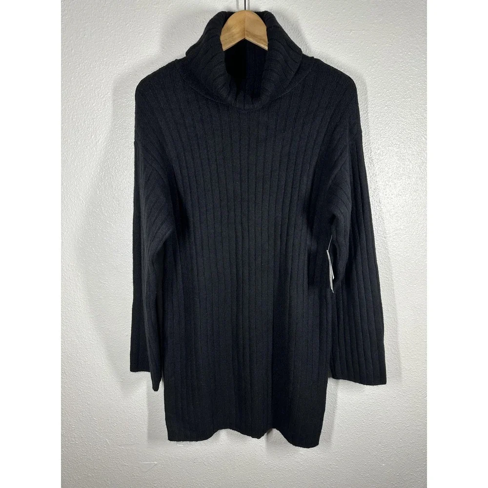 Abercrombie & Fitch‎ Sweater Womens Small Black Cowl Neck Ribbed Knit Tunic